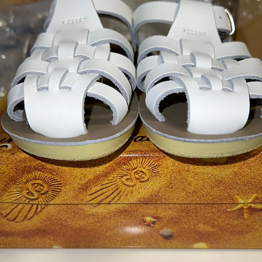 AUTH NIB Salt Water Sandal by Hoy Shoes Sun-San - Sailors WHITE